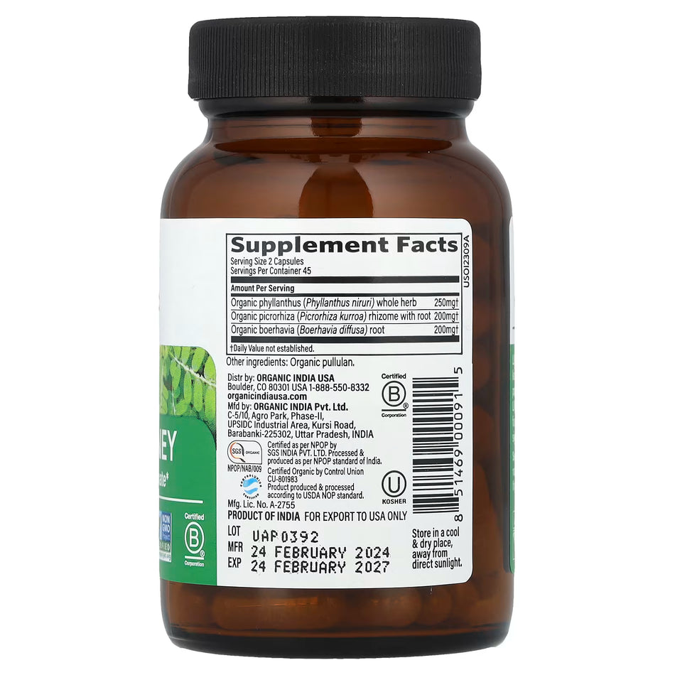 Organic Herbal Supplement for Liver and Kidney Wellness - 90 Vegan Capsules