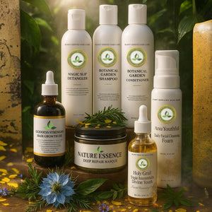 Complete Hair Care Bundle with shampoo, conditioner, and growth oil for all hair types.